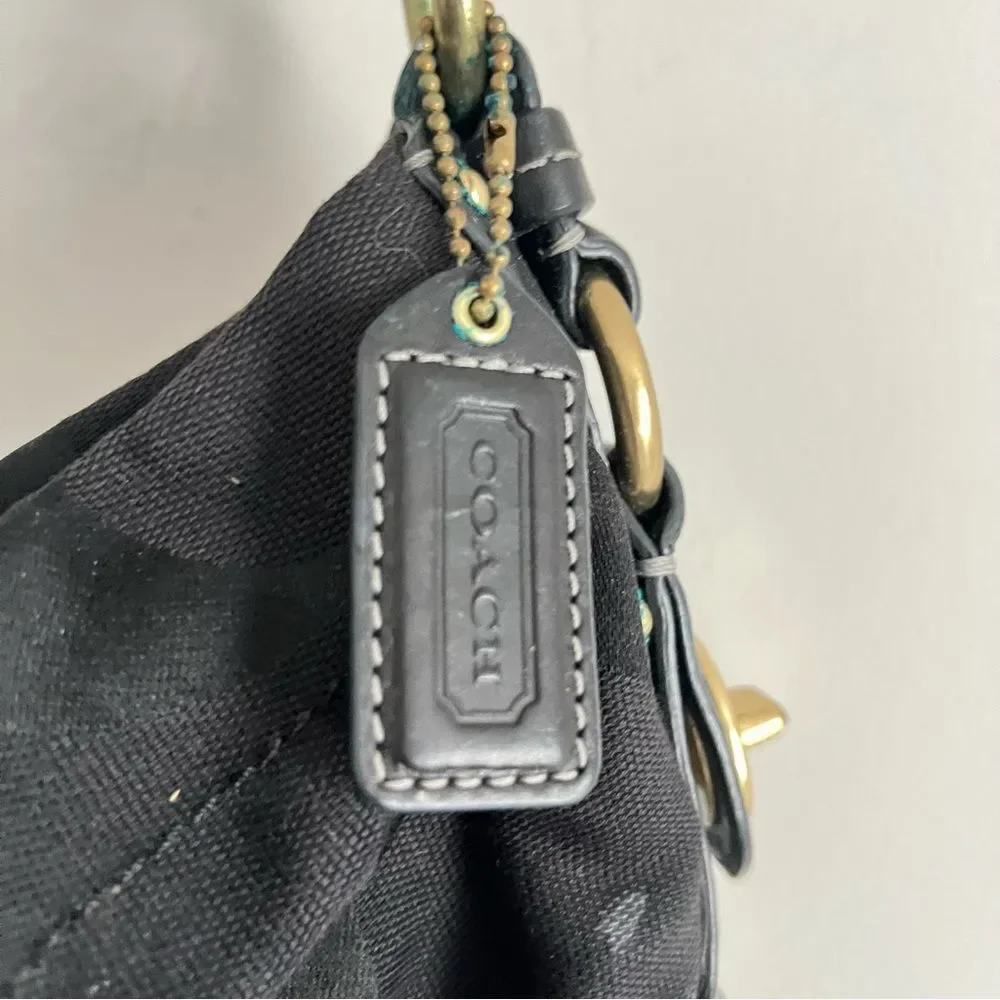 Coach 10619 Signature Canvas Shoulder Bag black Turnlock Y2K - Picture 4 of 16